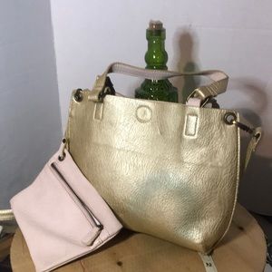 Faux Leather golden Tone W Brass Color Hardware Faux leader Interior Pen Stain